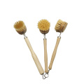 Natural beech wooden handle wash pot brush,long handle kitchen pot dish cleaning brush